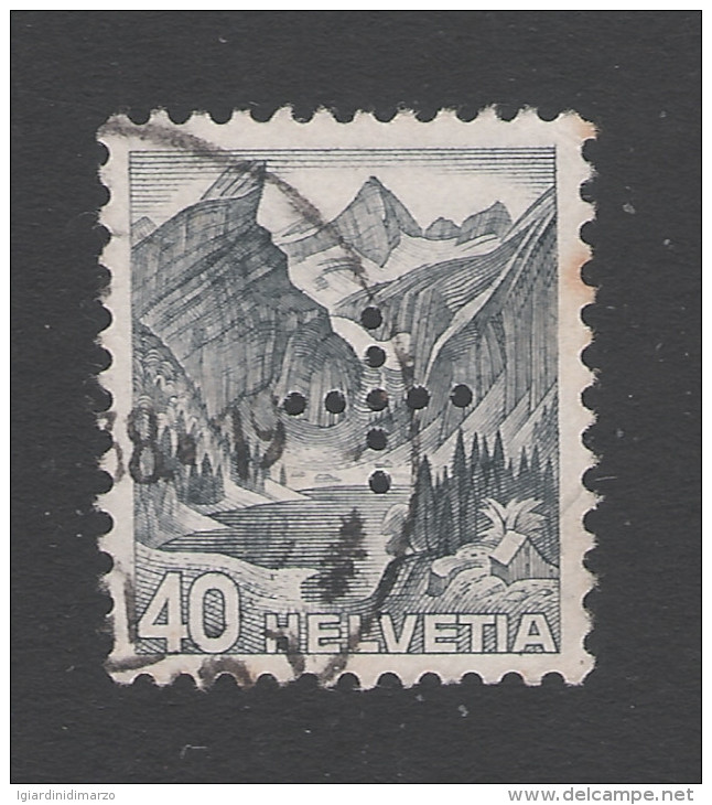 SVIZZERA - 1937: Valore Usato Da 40 C. Con Una CROCE IN PERFORAZIONE (cat. N. 140A) - In Ottime Condizioni - DC1234. - Servizio