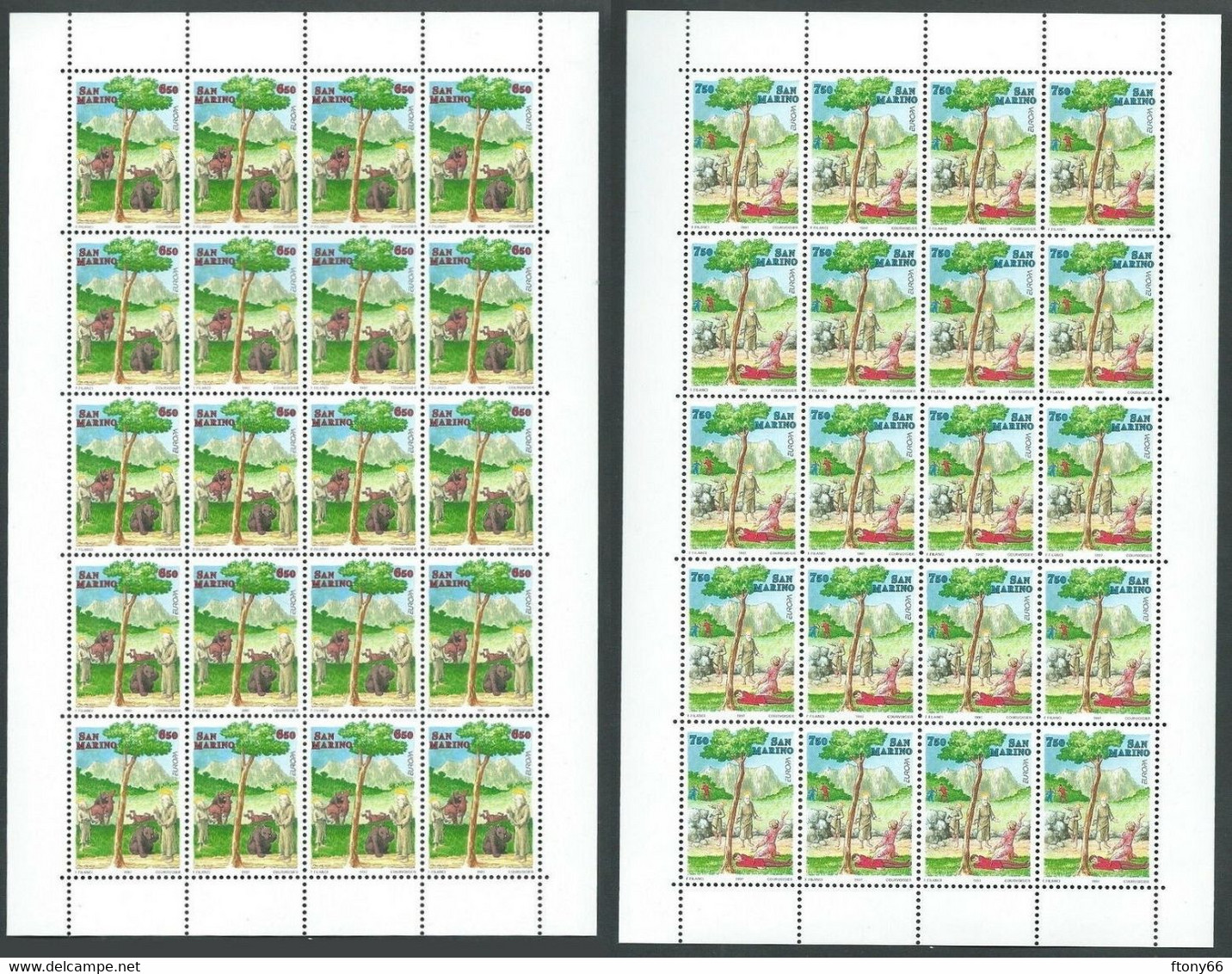 1997 San Marino 2 Minifogli / Minisheets "Europa - Storie E Leggende" - Sassone N.1556/1557 MNH** - Hojas Bloque