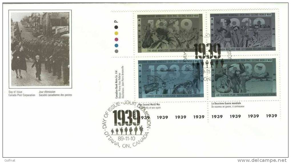 Canada Enveloppe 1° Jour Ottawa 1989 Deuxième Guerre Mondiale - 1981-1990