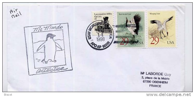 Mac Murdo 14 DEC 1998 2 Timbres Oiseaux  Grues - Estaciones Científicas