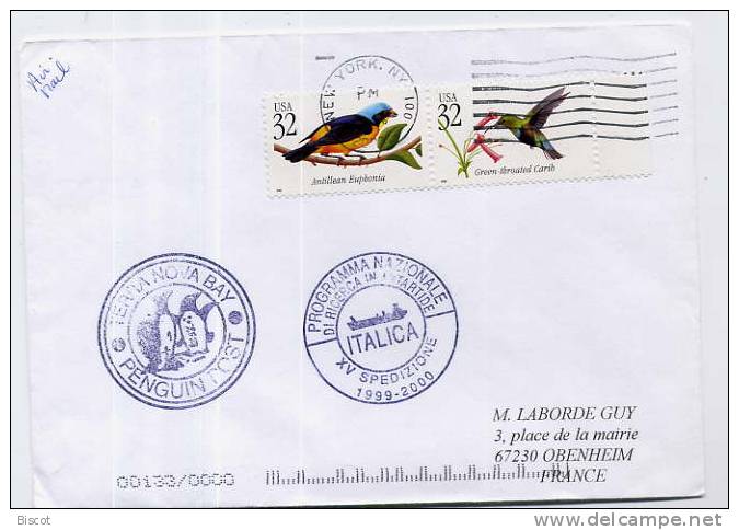 2 Cachets  Teera Nova Bay + Navire Italica   2 Timbres Oieaux  Année 2000 - Antarctic Expeditions