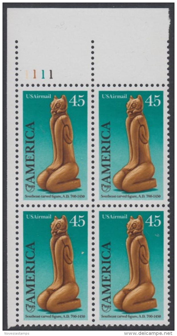 !a! USA Sc# C121 MNH PLATEBLOCK (UL/1111) - Pre Columbian America - 3b. 1961-... Nuovi