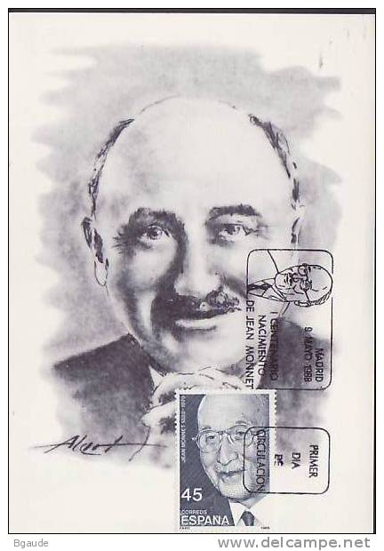 ESPAGNE Carte Maximum Num-Yvert 2565 JEAN MONNET - Maximum Kaarten