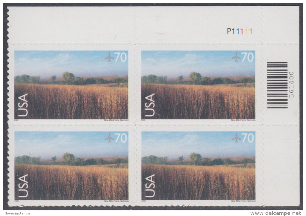 !a! USA Sc# C136 MNH PLATEBLOCK (UR/P11111) - Nine-Mile Prairie, Nebraska - 3b. 1961-... Nuovi