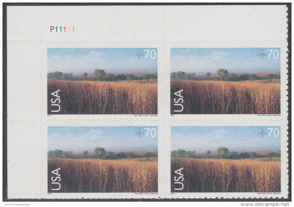 !a! USA Sc# C136 MNH PLATEBLOCK (UL/P11111) - Nine-Mile Prairie, Nebraska - 3b. 1961-... Nuovi