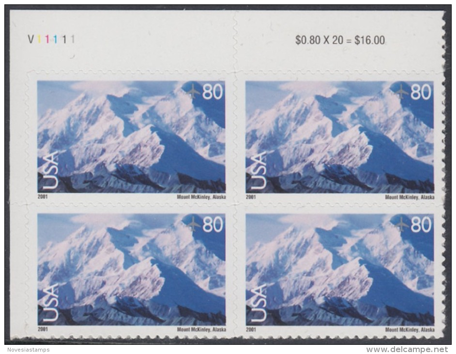 !a! USA Sc# C137 MNH PLATEBLOCK (UL/V11111/a) - Mt. McKinley - 3b. 1961-... Nuovi