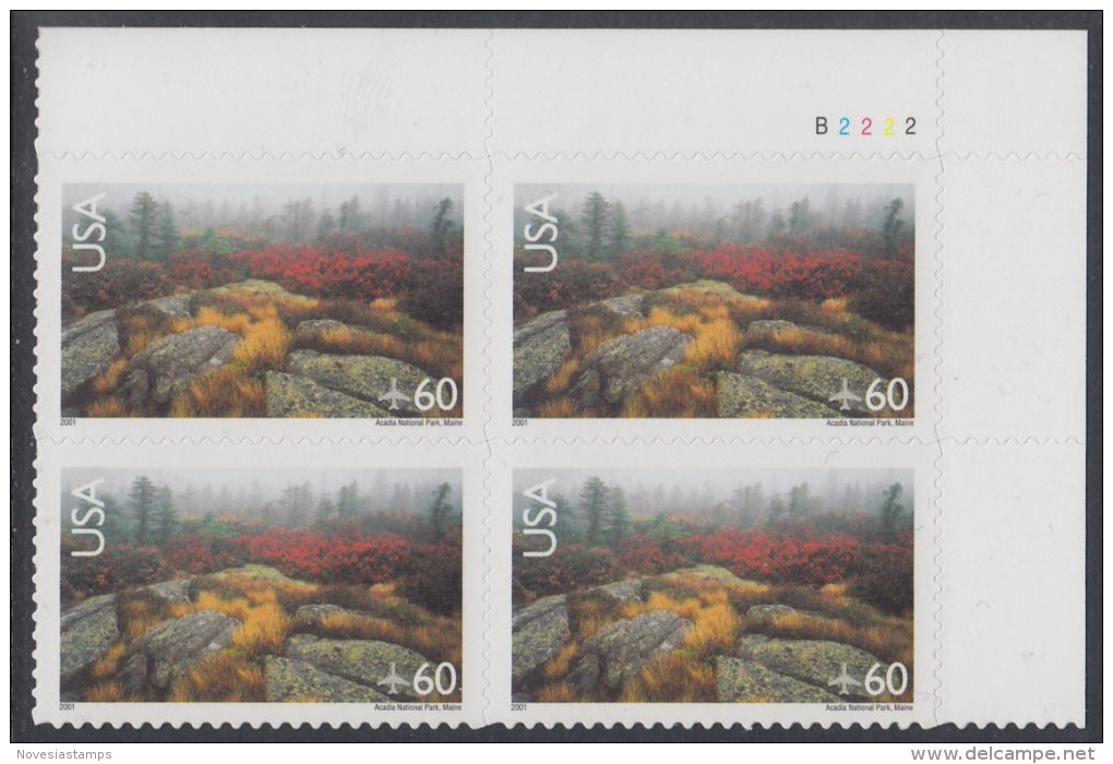 !a! USA Sc# C138 MNH PLATEBLOCK (UR/B2222) - Acadia National Park - 3b. 1961-... Nuovi