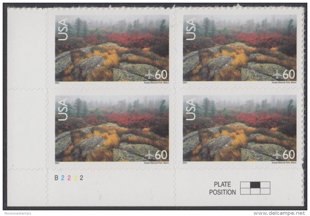 !a! USA Sc# C138 MNH PLATEBLOCK (LL/B2222/a) - Acadia National Park - 3b. 1961-... Nuovi