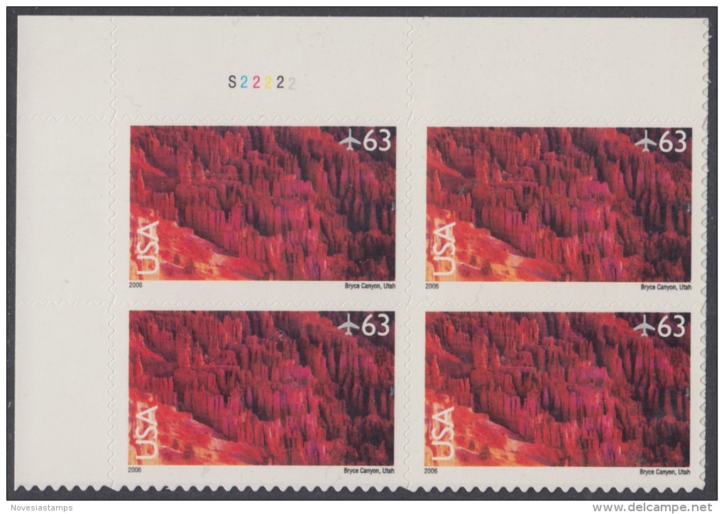 !a! USA Sc# C139 MNH PLATEBLOCK (UL/S22222/a) - Bryce Canyon, Utah - 3b. 1961-... Nuovi