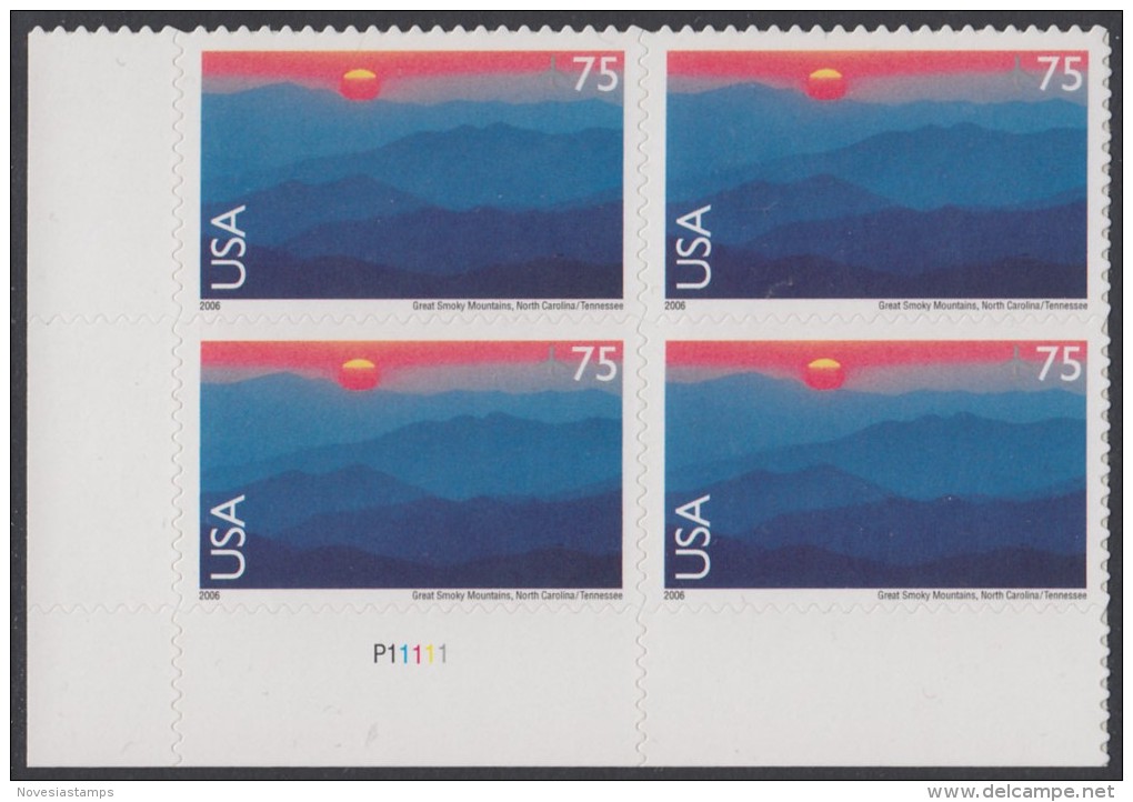 !a! USA Sc# C140 MNH PLATEBLOCK (LL/P11111) - Great Smokey Mountains - 3b. 1961-... Nuovi