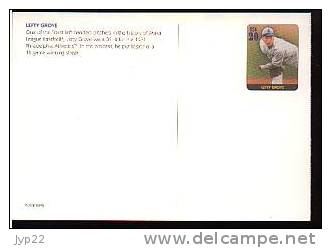 Jolie CP Sport Baseball Base Ball USA Lefty Grove Philadelphia Athletics Pre Stamp Ready To Mail PAP - Honkbal