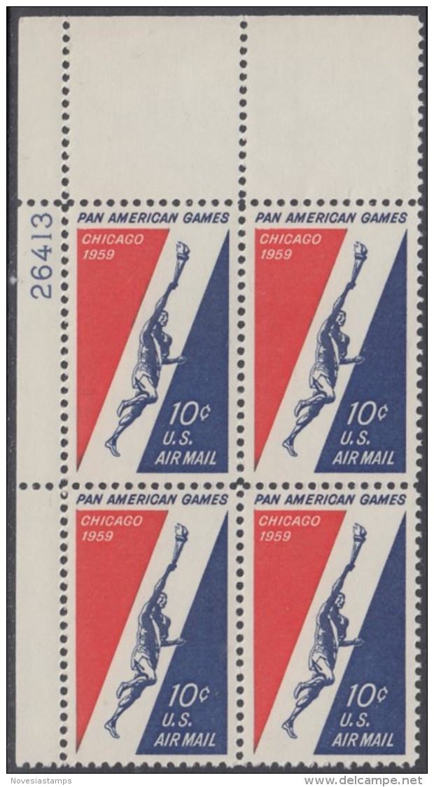 !a! USA Sc# C056 MNH PLATEBLOCK (UL/26413) - Pan American Games - 2b. 1941-1960 Nuevos