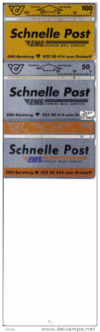 Austria-lot 3 Phone Card-schnelle Post-card24-(106d),32-(201a)36-(206a)-tirage99.999-used Card - Austria