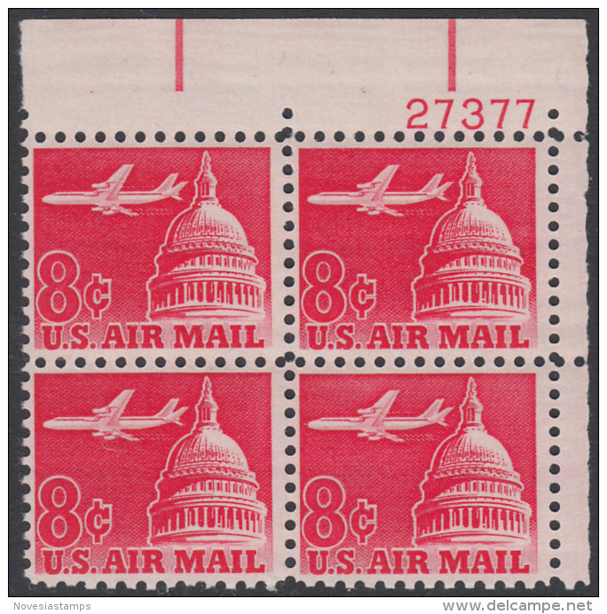 !a! USA Sc# C064 MNH PLATEBLOCK (UR/27377/b) - Jet Over Capitol - 3b. 1961-... Nuovi