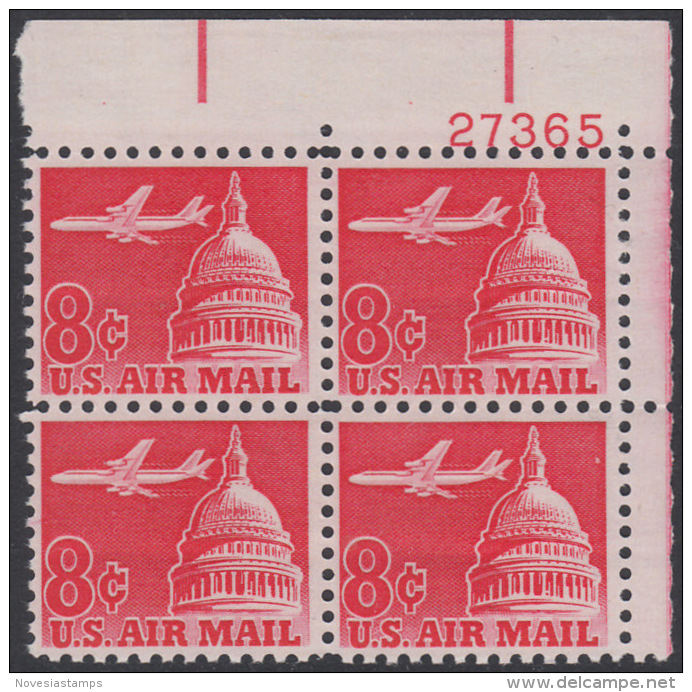 !a! USA Sc# C064 MNH PLATEBLOCK (UR/27365/a) - Jet Over Capitol - 3b. 1961-... Nuovi