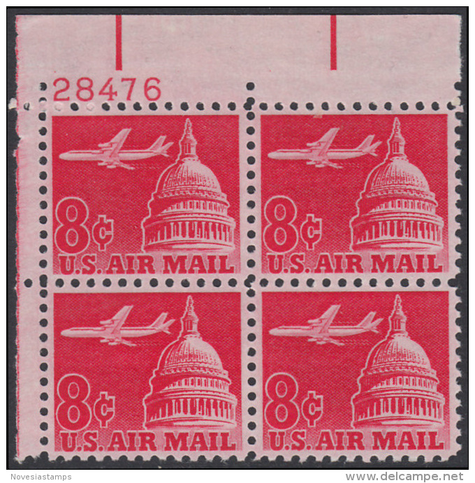 !a! USA Sc# C064 MNH PLATEBLOCK (UL/28476/b) - Jet Over Capitol - 3b. 1961-... Neufs