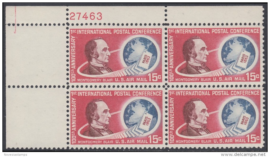 !a! USA Sc# C066 MNH PLATEBLOCK (UL/27463) - Montgomery Blair - 3b. 1961-... Nuovi