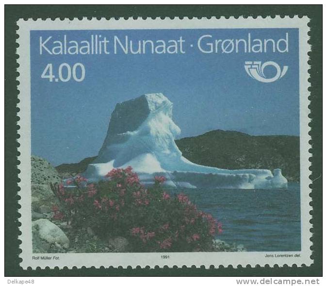 Danmark Gronland, Denmark Greenland 1991 Mi 217 YT 206 ** Iceberg + Summer Flowers -Summerlandscape / Sommerlandschaft - Sonstige & Ohne Zuordnung