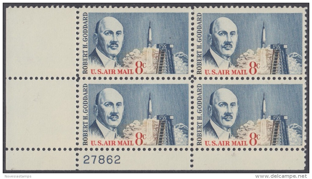 !a! USA Sc# C069 MNH PLATEBLOCK (UL/27862) - Robert H. Goddard - 3b. 1961-... Nuovi