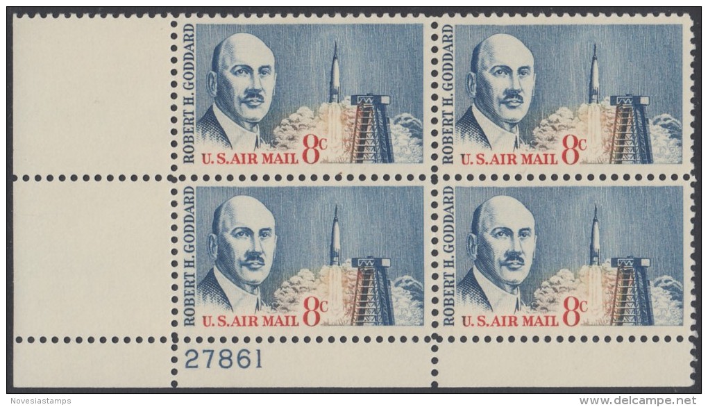 !a! USA Sc# C069 MNH PLATEBLOCK (LL/27861) - Robert H. Goddard - 3b. 1961-... Nuovi