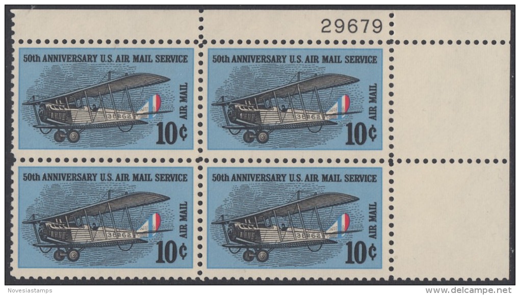 !a! USA Sc# C074 MNH PLATEBLOCK (UR/29679/d) - 50th Anniv. Air Mail Service - 3b. 1961-... Nuovi