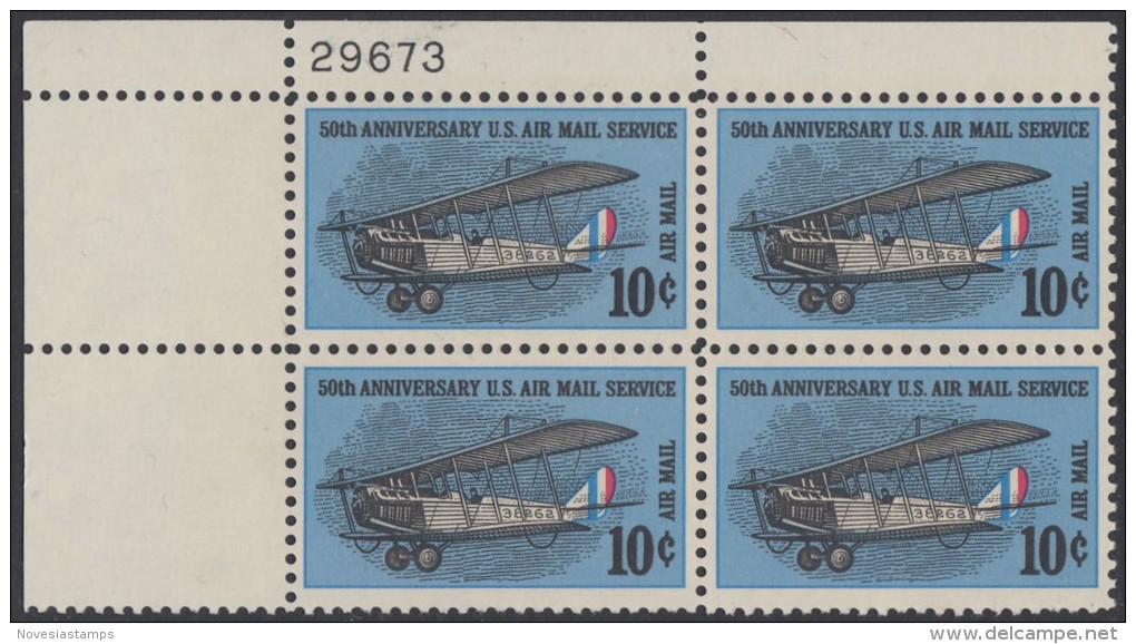 !a! USA Sc# C074 MNH PLATEBLOCK (UL/29673) - 50th Anniv. Air Mail Service - 3b. 1961-... Ungebraucht