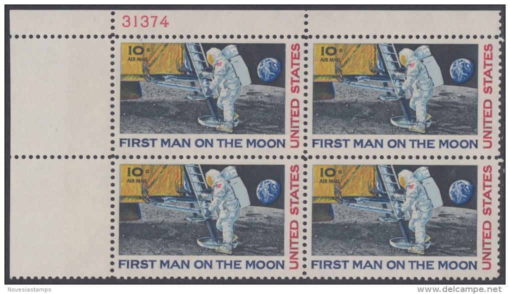!a! USA Sc# C076 MNH PLATEBLOCK (UL/31374) - Moon Landing - 3b. 1961-... Neufs