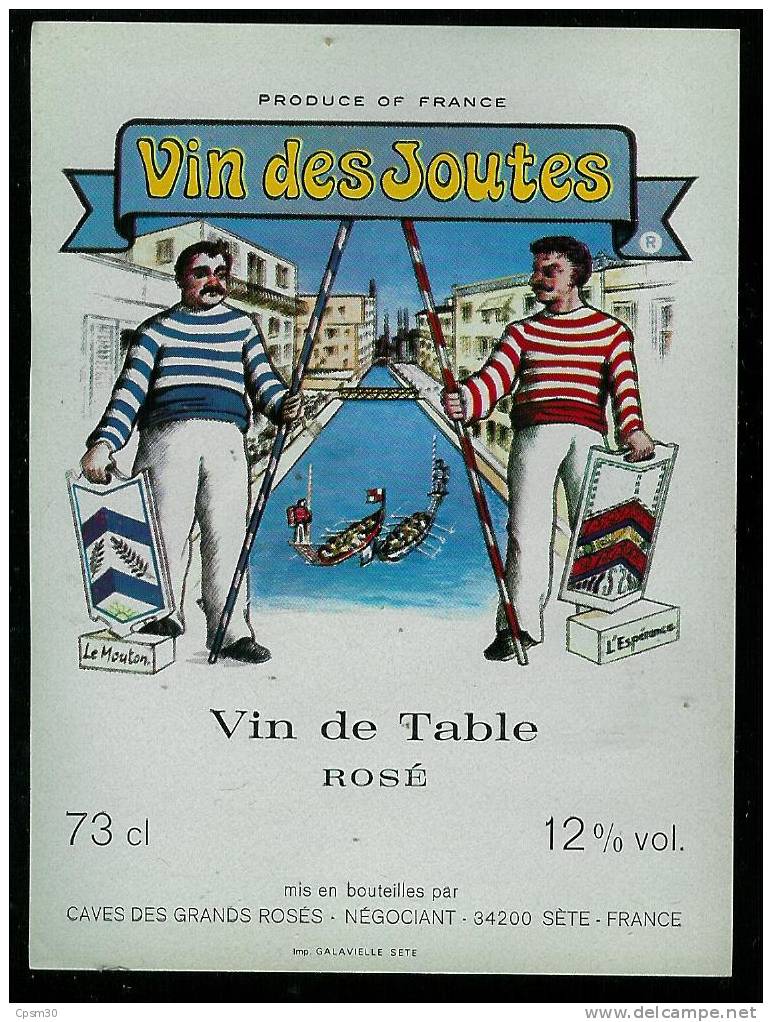 étiquette De Vin - Vin Des Joutes; Mis En Bouteille à Sète; 3 Differentes Rouge Rosé Et Blanc - Tiras Cómicas