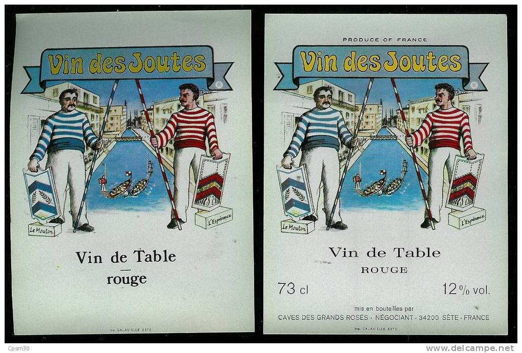 étiquette De Vin - Vin Des Joutes; Mis En Bouteille à Sète; 3 Differentes Rouge Rosé Et Blanc - Tiras Cómicas