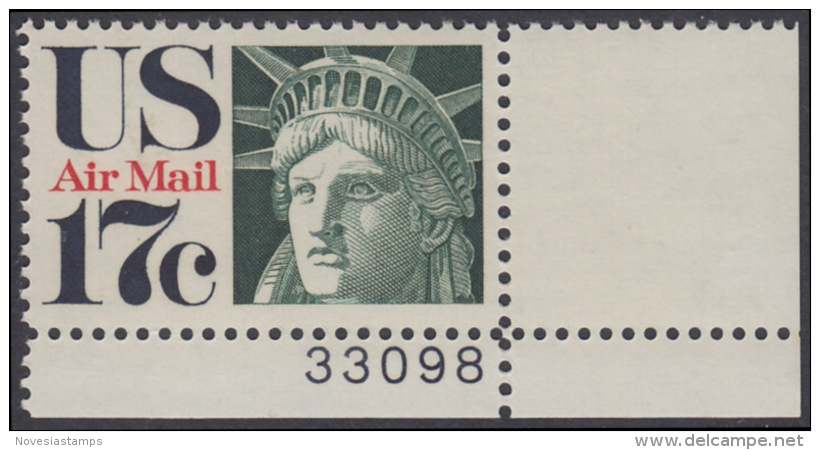 !a! USA Sc# C080 MNH SINGLE From Lower Right Corner W/ Plate-# (LR/33098) - Statue Of Liberty - 3b. 1961-... Neufs