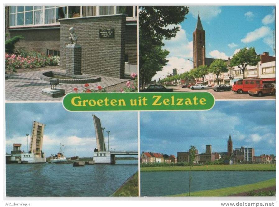 Groeten Uit Zelzate - Mietje Stroel Kerk Brug Vijver - Zelzate