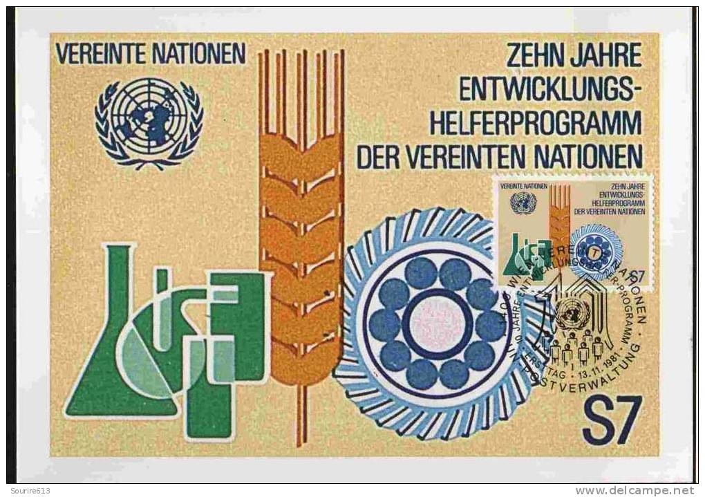 CPJ ONU Vienne 1981 Programme Volontaires Symboles Sciences Agricole Et Industrie - Sonstige & Ohne Zuordnung
