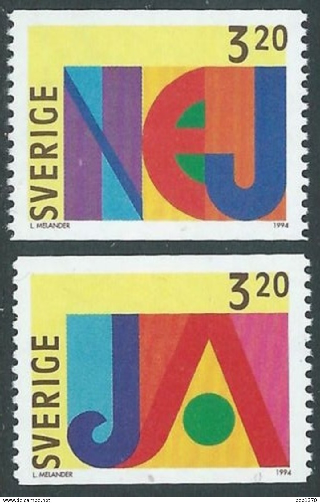 SUECIA 1994 REFERENDUM PARA LA ADHESION A LA UNION EUROPEA - Yvert Nº 1834/35 - Unused Stamps