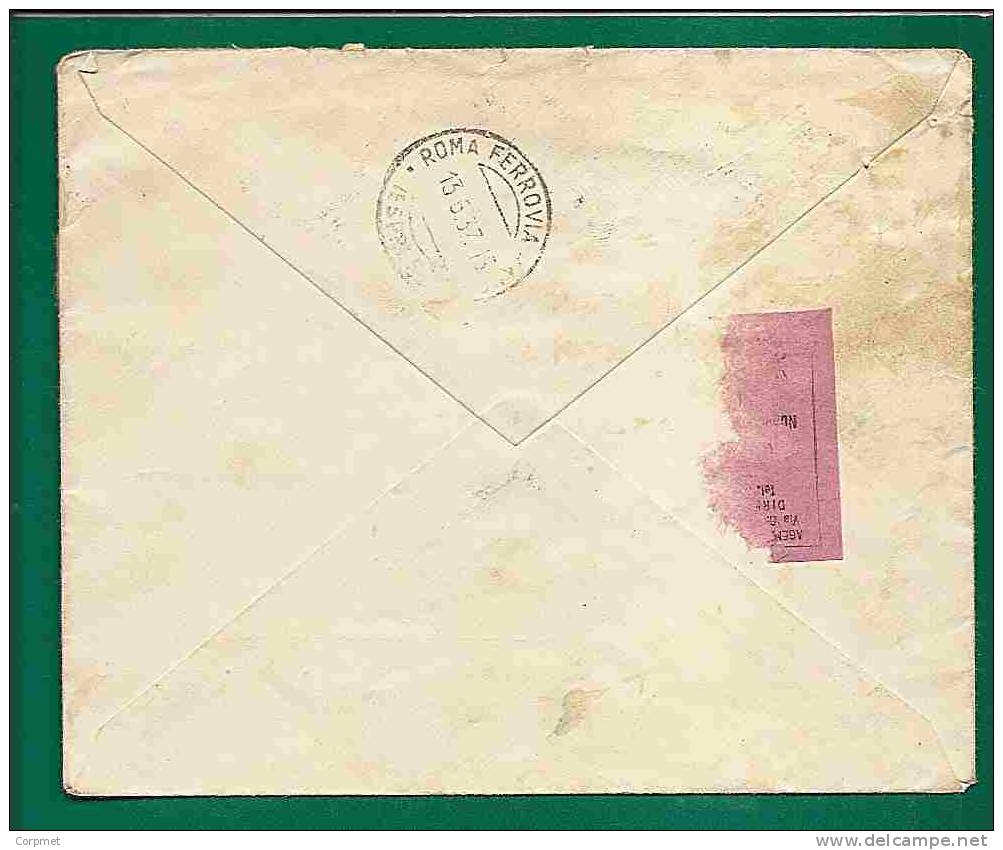 ITALY - VF 1937 REGISTERED ESPRESSO COVER  - Arrive Label At Back - Exprespost