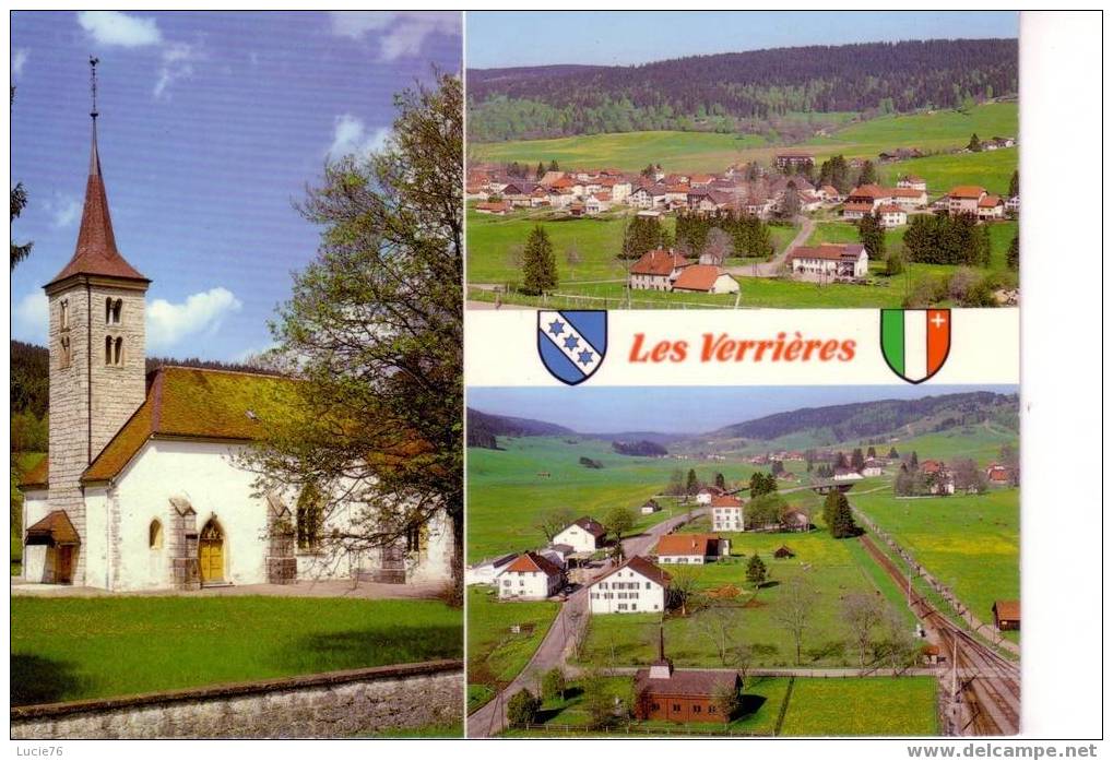 LES VERRIERES -   N° 2126 -  3 Vues  Et 2 Blasons - Les Verrières