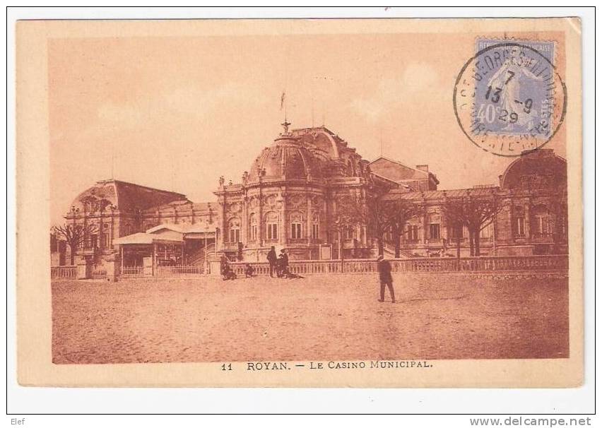 ROYAN (Charente-Maritime) : Le CASINO Municipal ; 1929 ; + Cachet De St-Georges-de-Didonne ; TB - Casinos