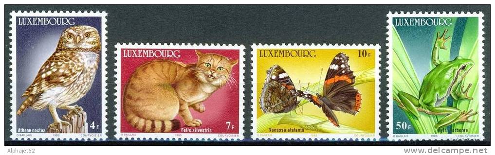 Chouette, Chat Sauvage, Papillon, Grenouille - Animaux En Danger D'extinction - LUXEMBOURG - N° 1083 à 1086 ** - 1985 - Unused Stamps