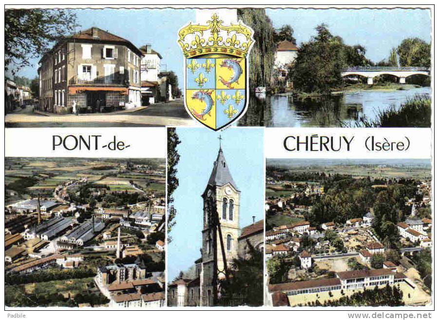 Carte Postale 38. Pont-de-Chéruy   Hotel De Lyon  Les Usines  Les écoles  Le Pont  Trés Beau Plan - Pont-de-Chéruy