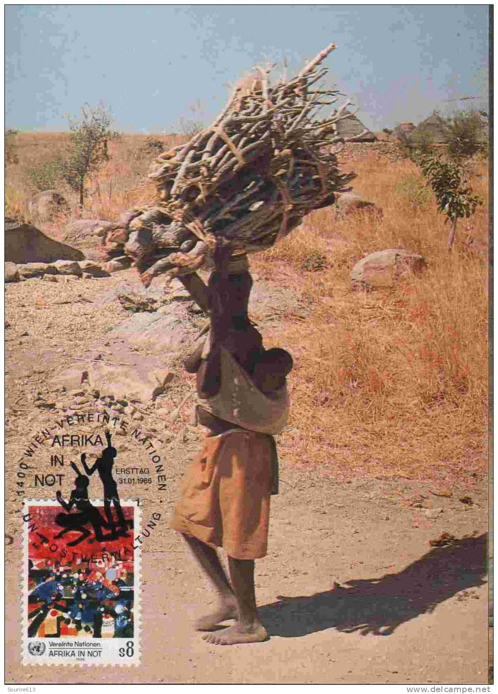 CPJ ONU Vienne 1986 Contre La Faim Afrique En Crise Peinture Wosene Kosrof - Contro La Fame