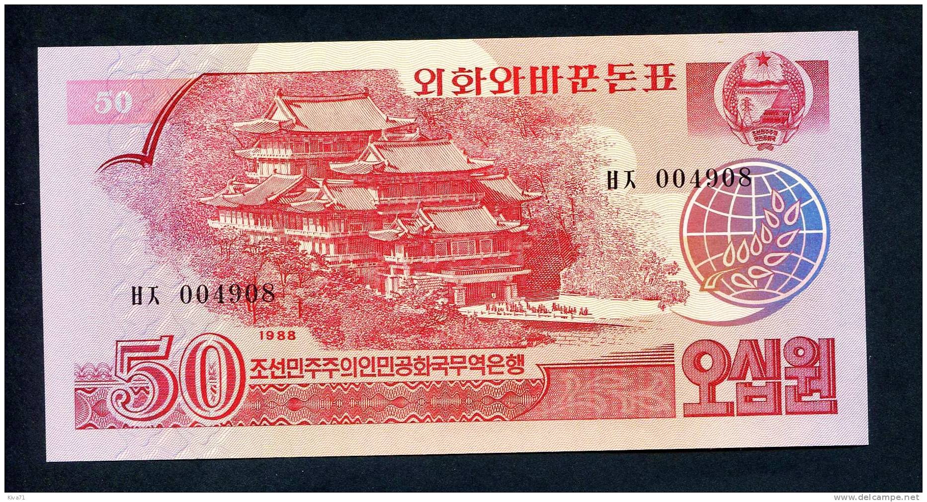 **Très Rare*** 50 Won  "COREE Du NORD" Socialist Visitor   1988  P38  UNC  Ro 13 - Korea (Nord-)
