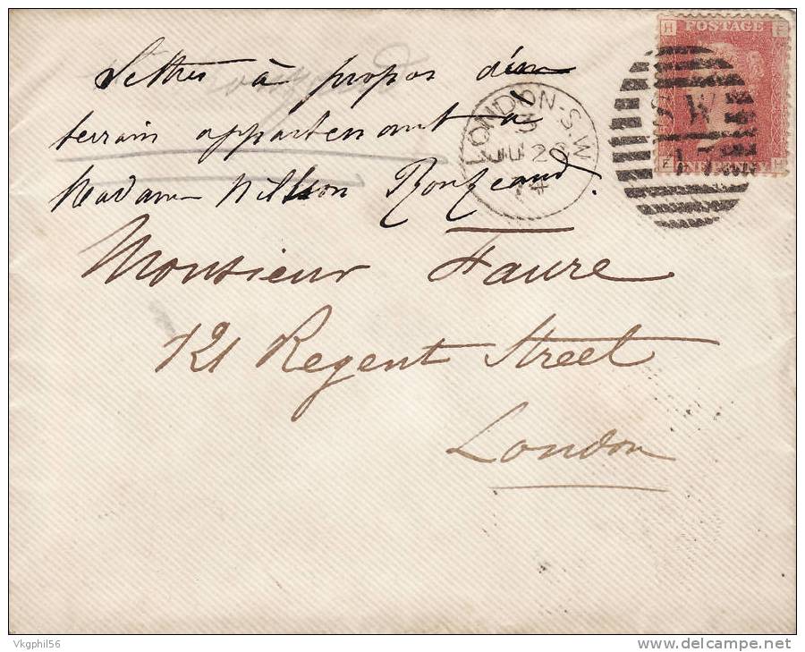 GRANDE BRETAGNE Lettre De 1865  Affrancht SW 47 Bien Lisible - Brieven En Documenten