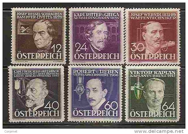 AUSTRIA - 1936 TECHNICIENS Et INVENTEURS - Yvert # 489/494 - MINT (very Light Trace Of Hinge) - Nuovi