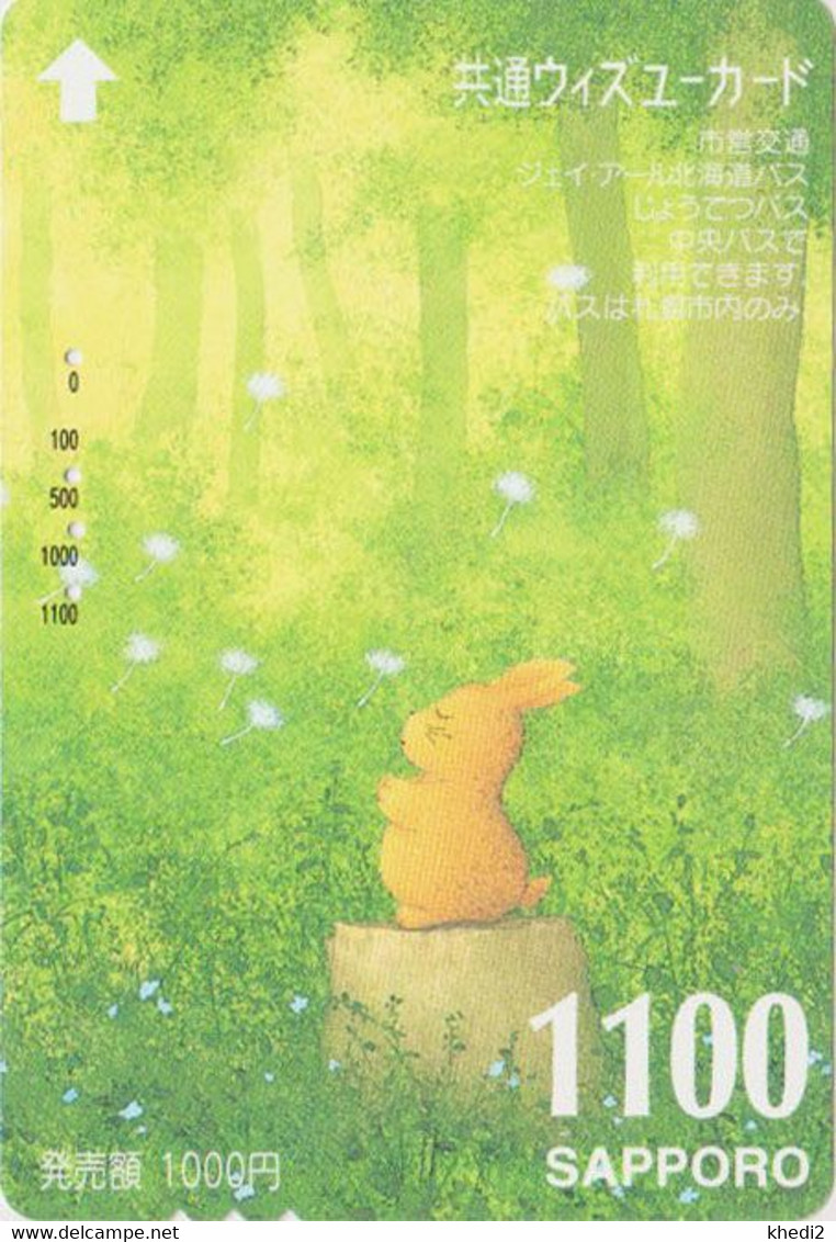 Carte Prépayée JAPON - ANIMAL  LAPIN - RABBIT - KANINCHEN - CONEJO - JAPAN Prepaid Sapporo Bus Card - 47 - Kaninchen