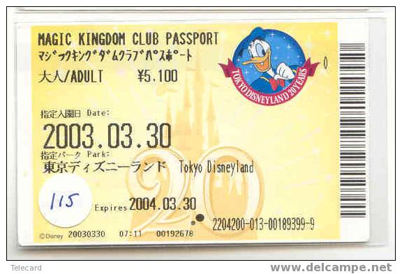 Disney Op Passport Entreecard TOKYO DISNEYLAND Magic Kingdom Club Adult Passport (115) - Disney