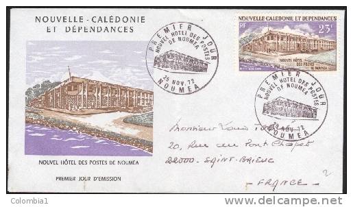 NOUVELLES CALEDONIES Lettre  De Nouméa 1er Jour Du 25/11/1972 Timbre PA - Lettres & Documents