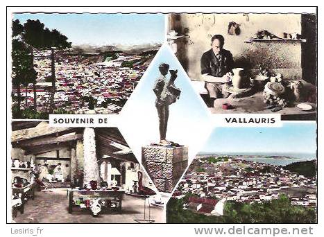 CP - PHOTO - SOUVENIR DE VALLAURIS - MULTIVUES - 21 - VUE GENRALE - TOURNEUR - L'HOMME AU MOUTON PAR PICASSO - MAGASIN - Vallauris