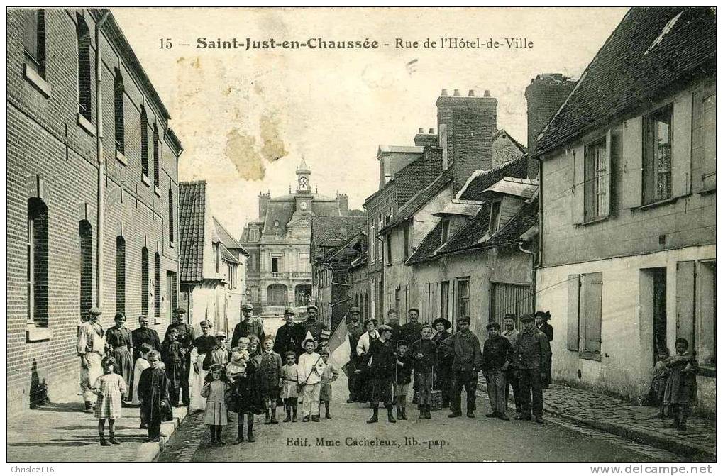 60 ST JUST EN CHAUSSEE Rue De L'hôtel De Ville  TOP  Animation  1919 - Saint Just En Chaussee