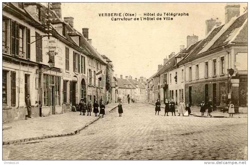 60 VERBERIE Hôtel Du Télégraphe Carrefour De L'hôtel De Ville  TOP  Animation - Verberie