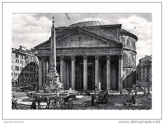 ROMA - 1955 - Il Pantheon - Viaggiata - ANIMATA/AUTO D´EPOCA/CALESSE - In Buone Condizioni - DC1244. - Panteón