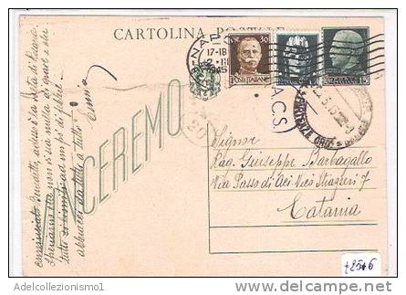 2613)intero Postale Da 15c Vittorio Emanuele III + 15c Imperiale + 30c Imperiale S.F. Da Napoli A Catania Il 2-3-1945 - Storia Postale